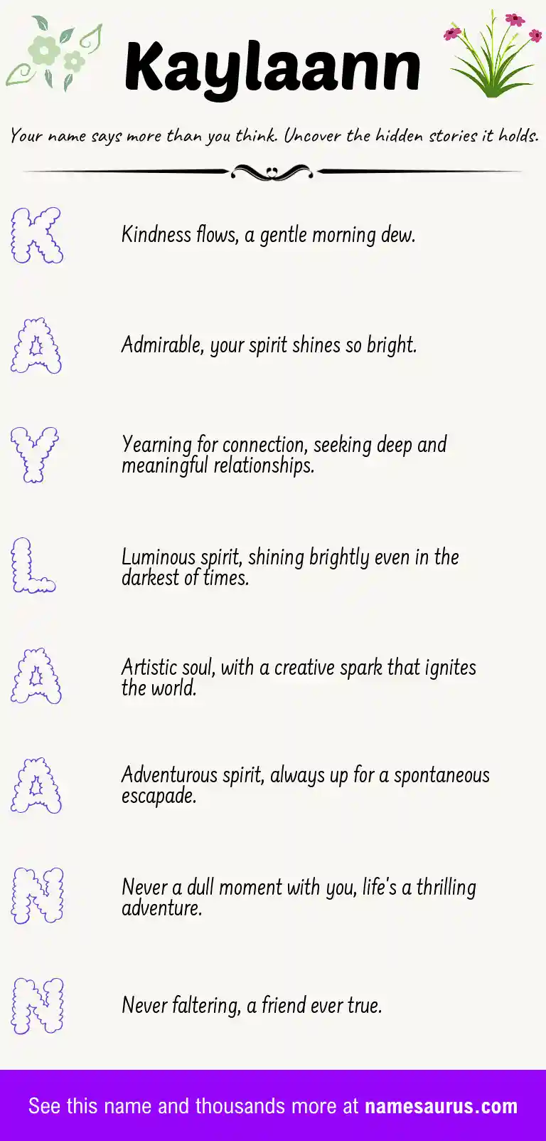 Acrostic poem about Kaylaann.