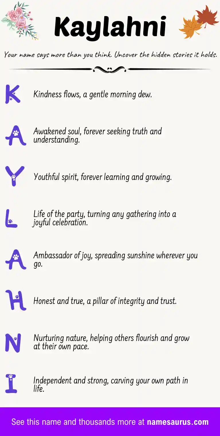 Acrostic poem about Kaylahni.