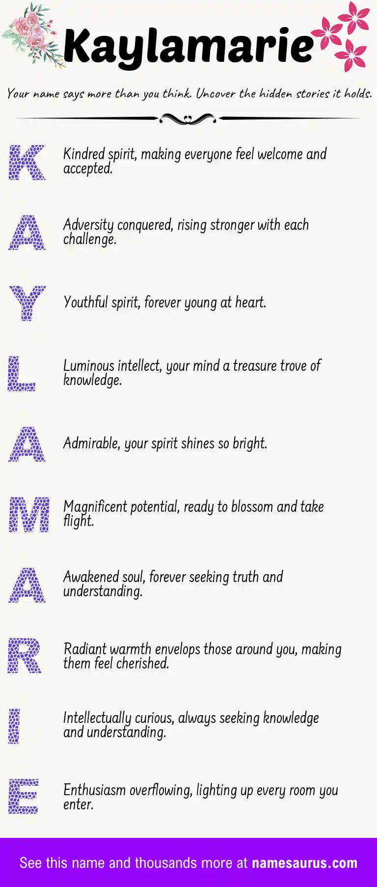 Acrostic poem about Kaylamarie.