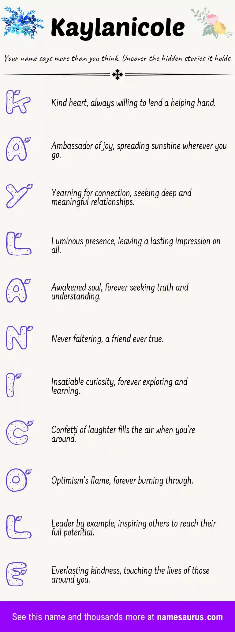Acrostic poem about Kaylanicole.