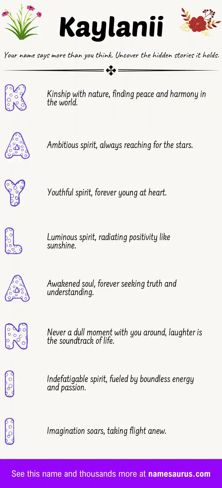 Acrostic poem about Kaylanii.