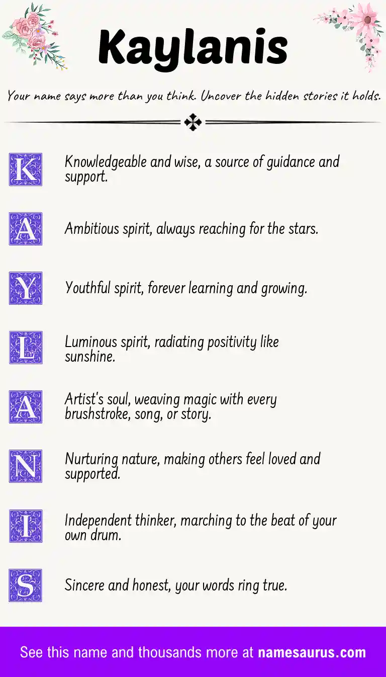 Acrostic poem about Kaylanis.