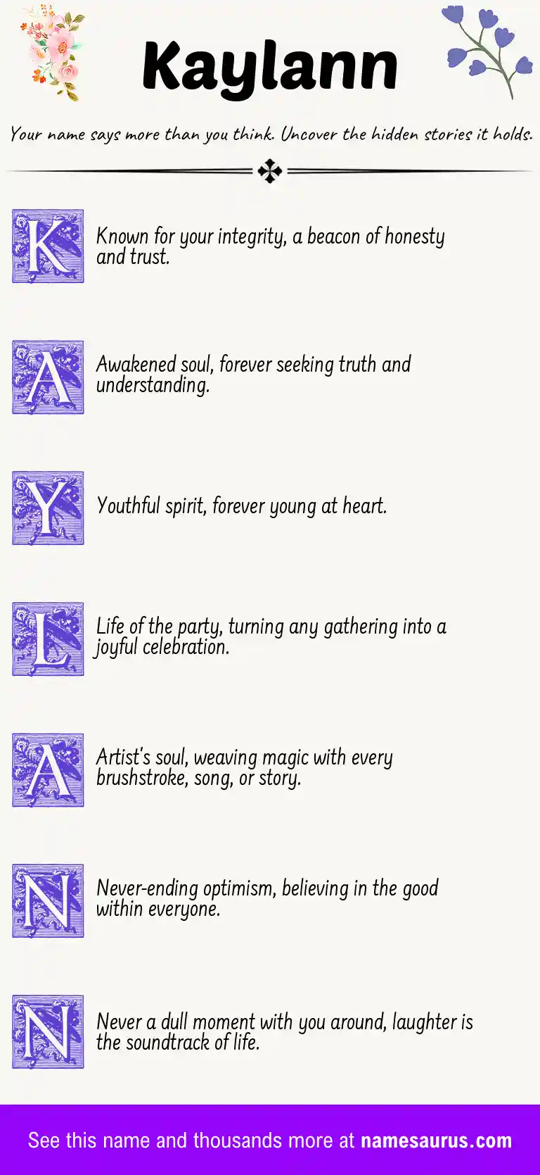 Acrostic poem about Kaylann.