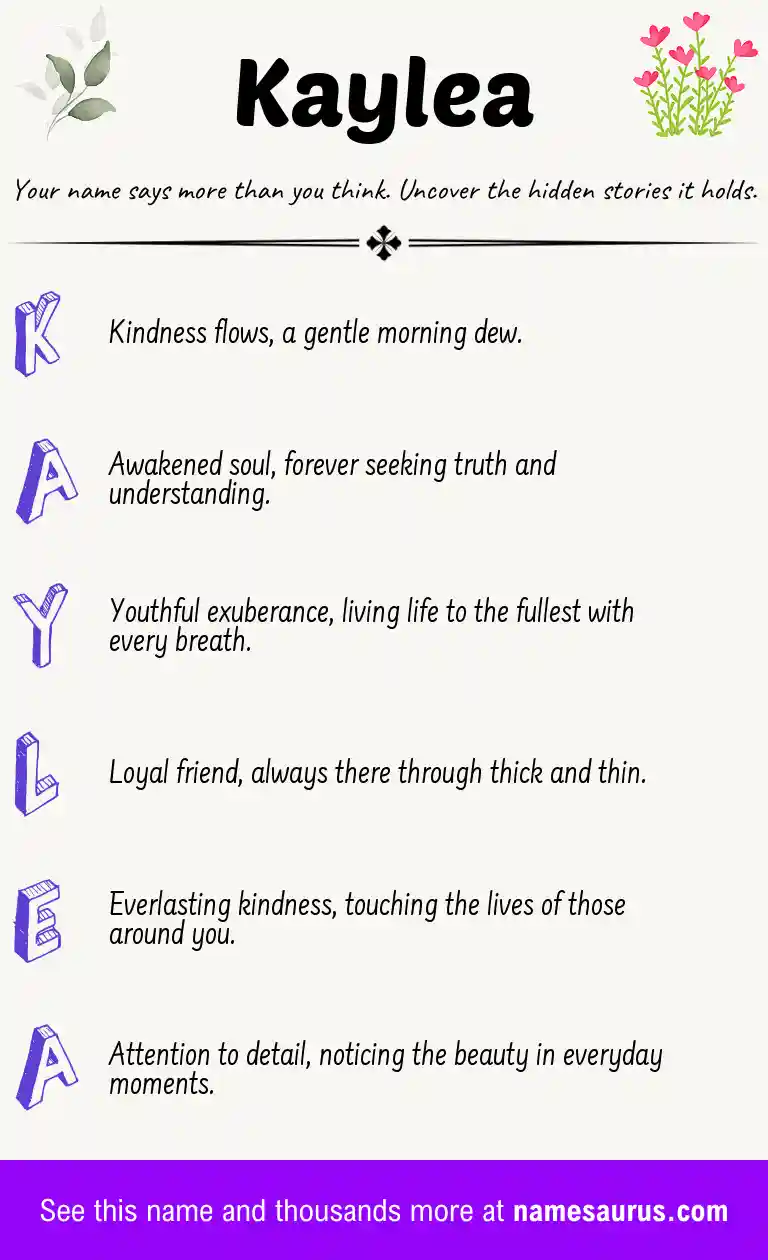 Acrostic poem about Kaylea.