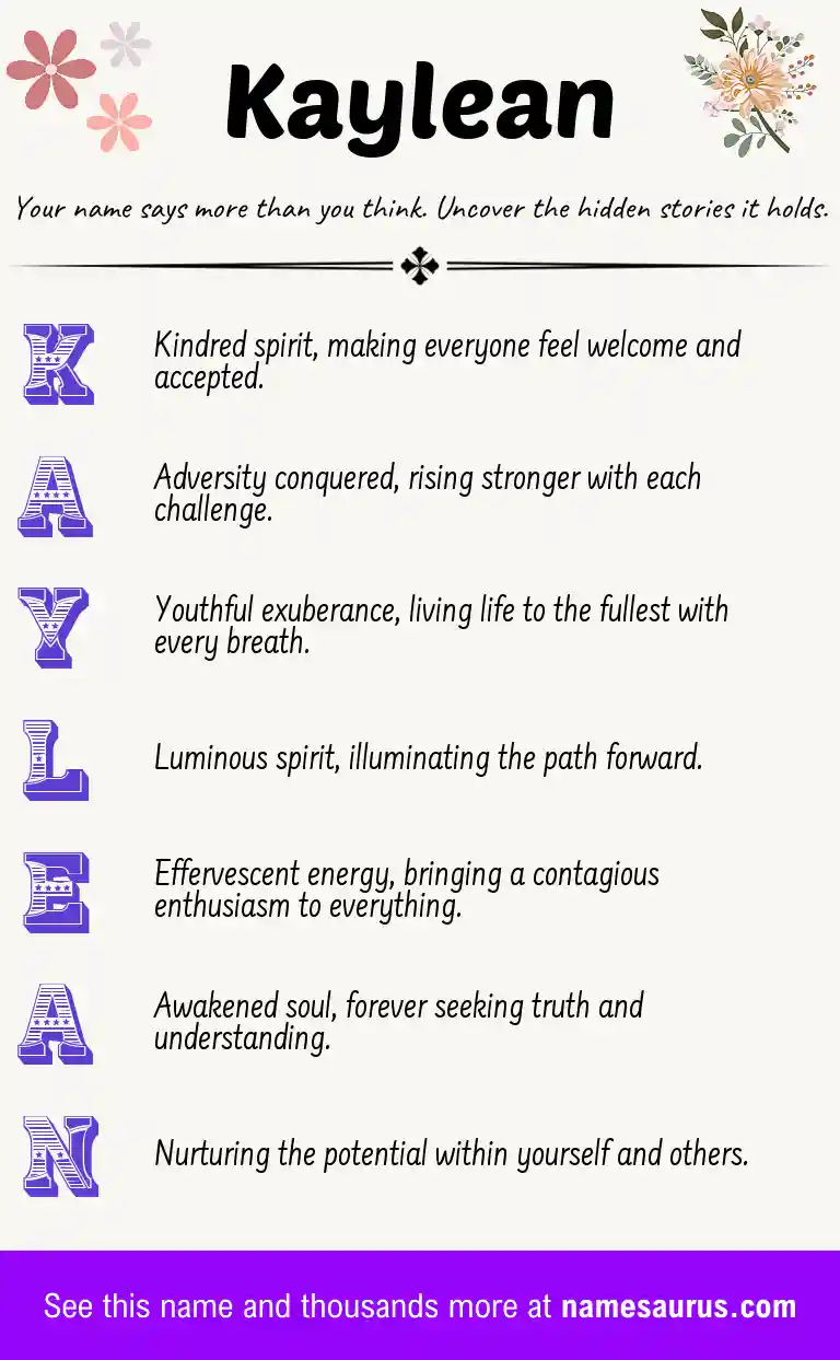 Acrostic poem about Kaylean.