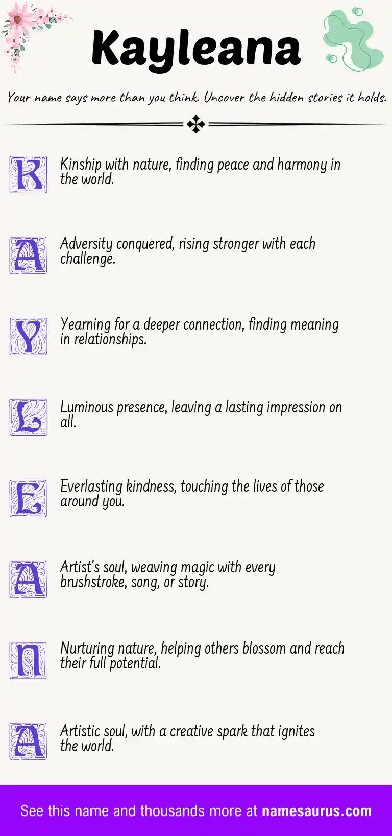 Acrostic poem about Kayleana.