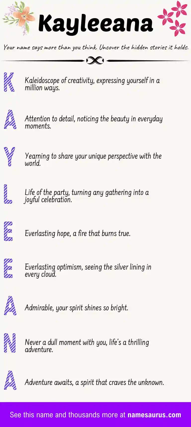 Acrostic poem about Kayleeana.