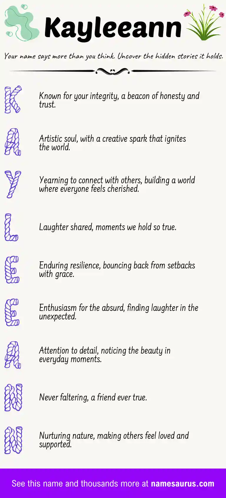 Acrostic poem about Kayleeann.