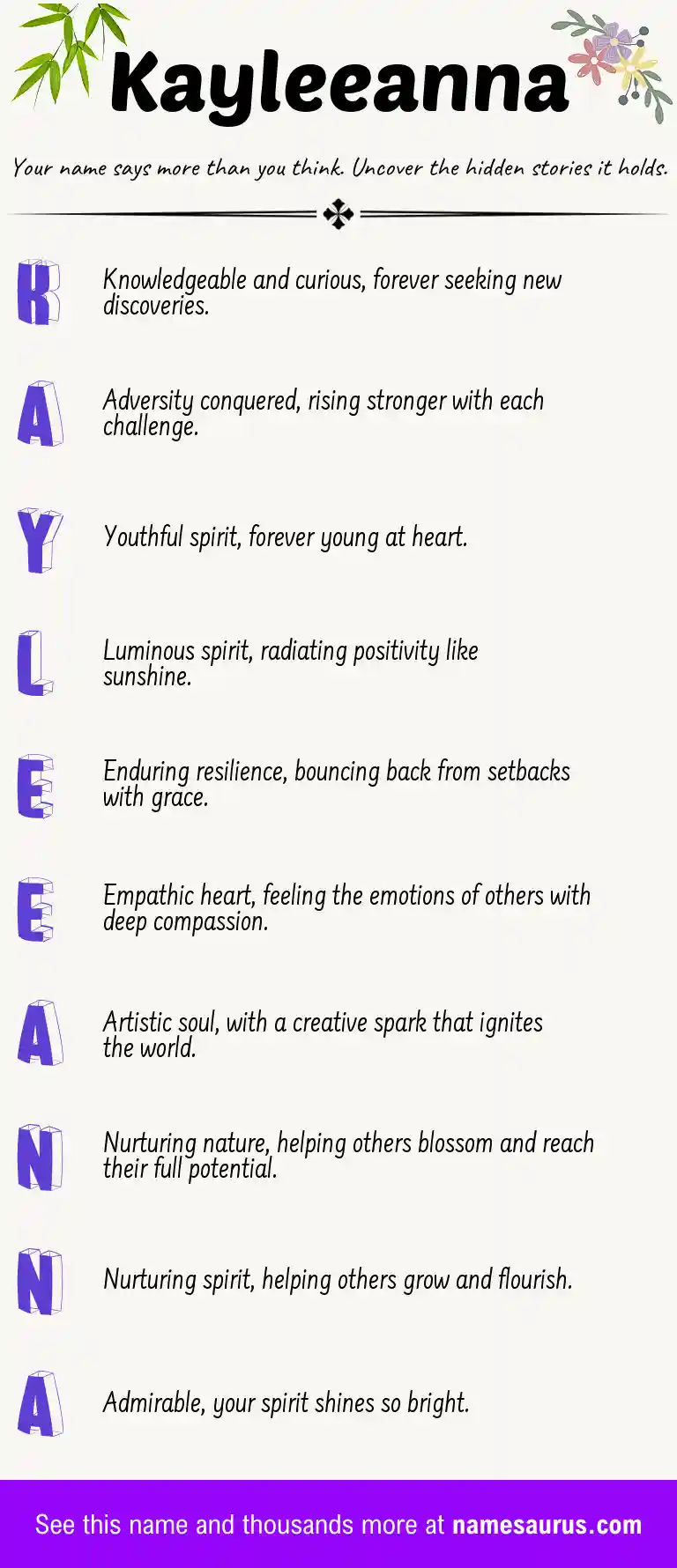 Acrostic poem about Kayleeanna.