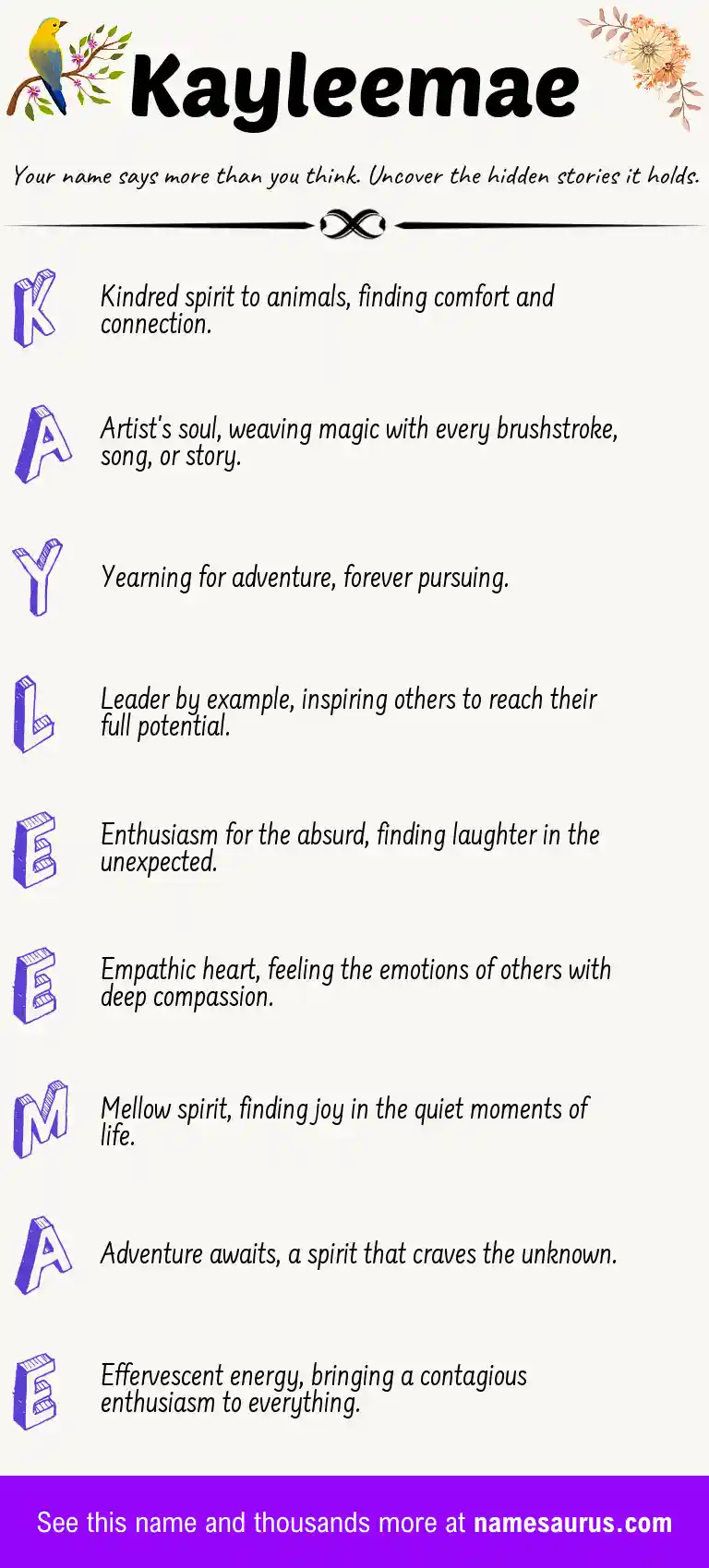 Acrostic poem about Kayleemae.