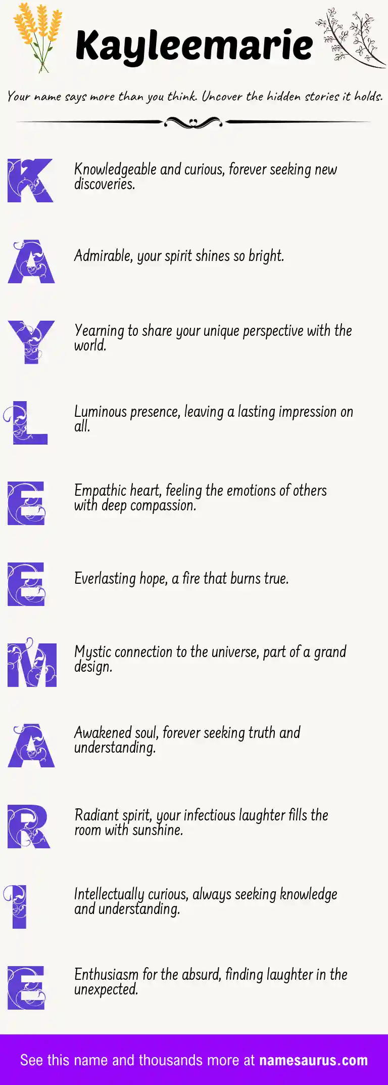 Acrostic poem about Kayleemarie.