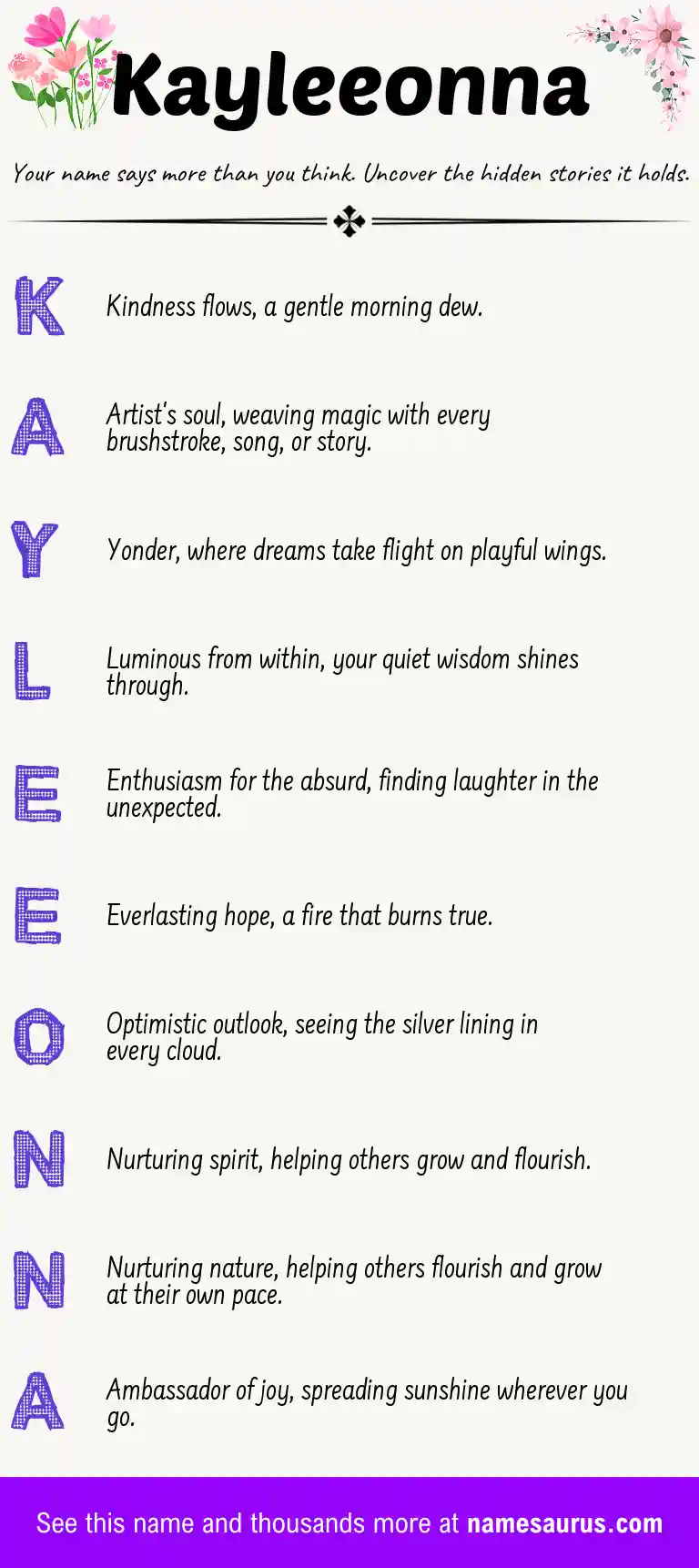 Acrostic poem about Kayleeonna.