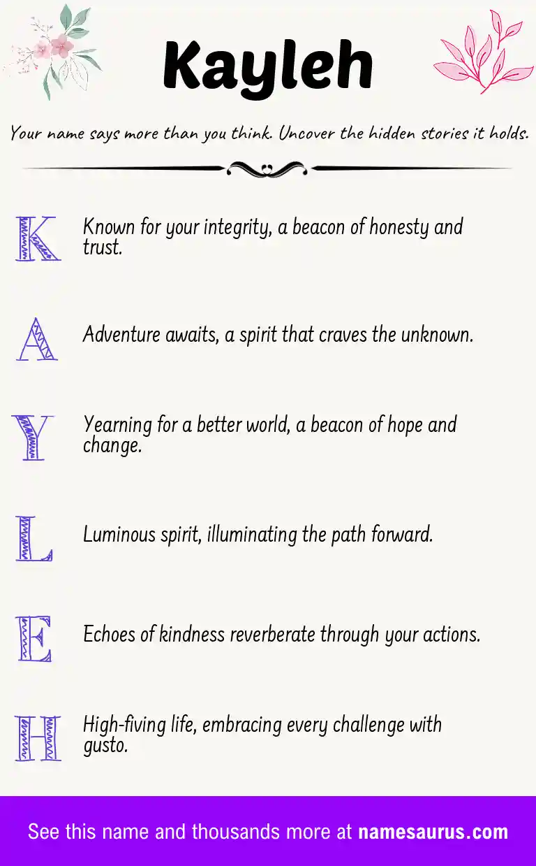 Acrostic poem about Kayleh.