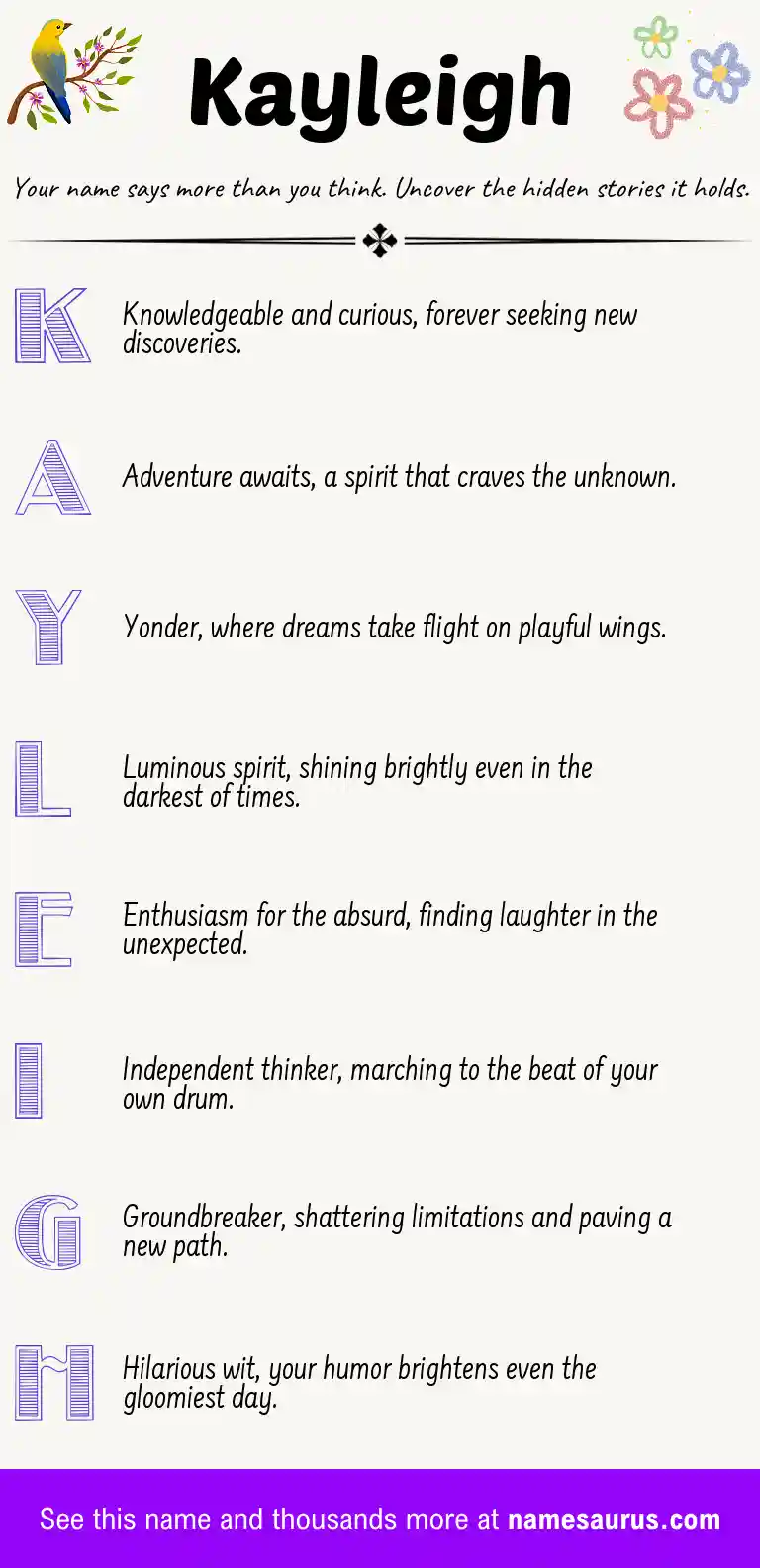 Acrostic poem about Kayleigh.