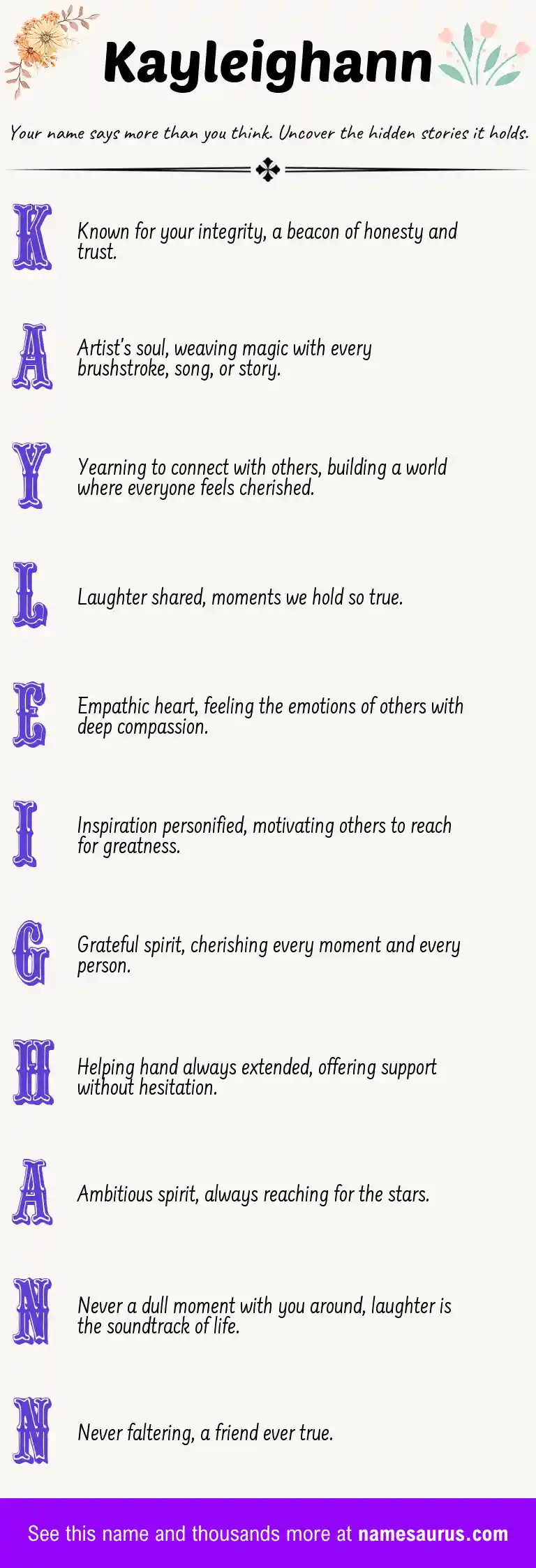 Acrostic poem about Kayleighann.
