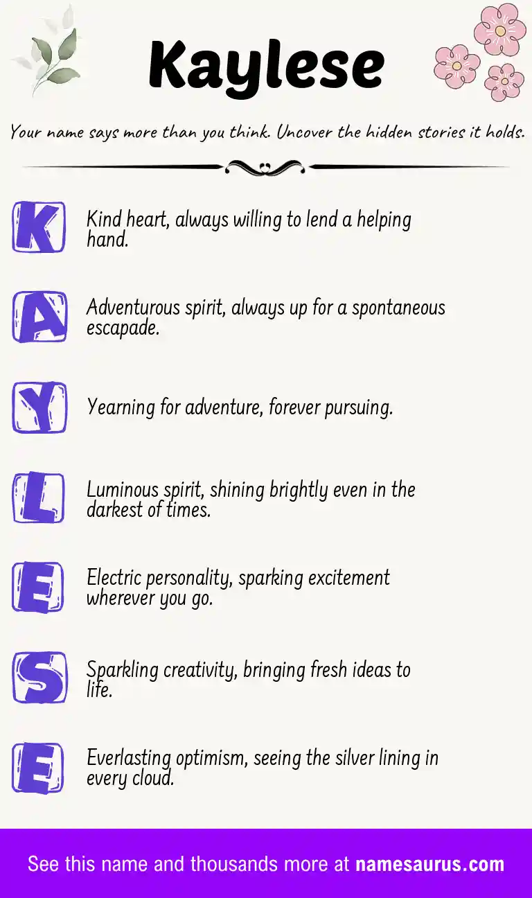 Acrostic poem about Kaylese.