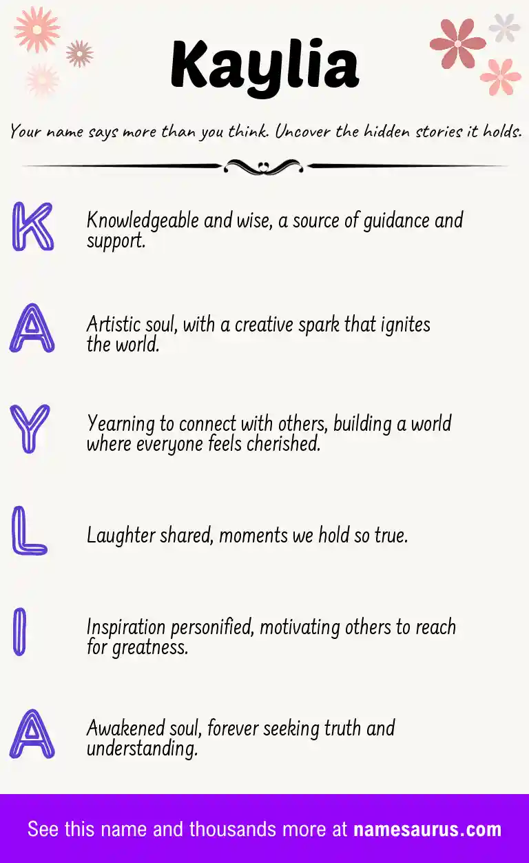 Acrostic poem about Kaylia.