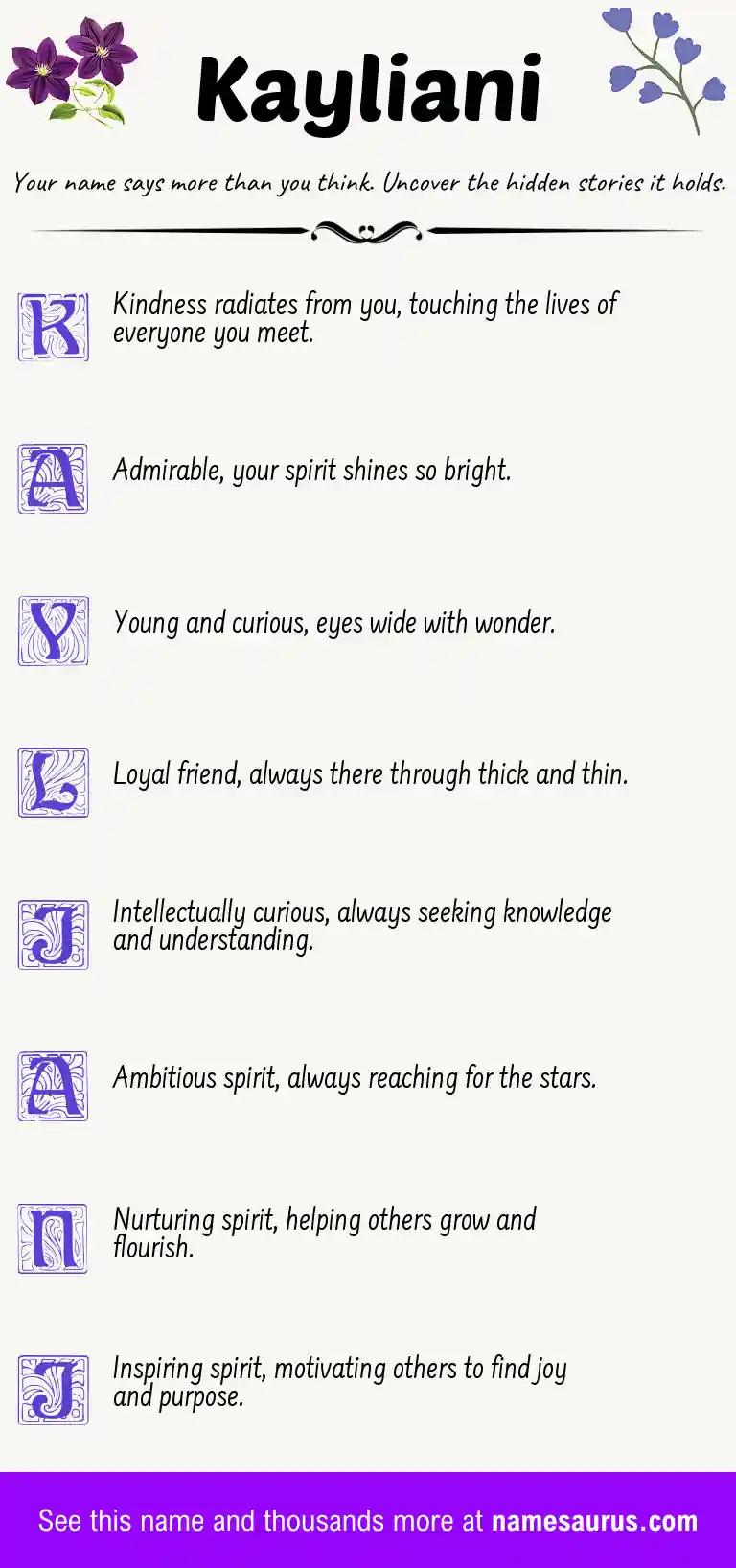 Acrostic poem about Kayliani.