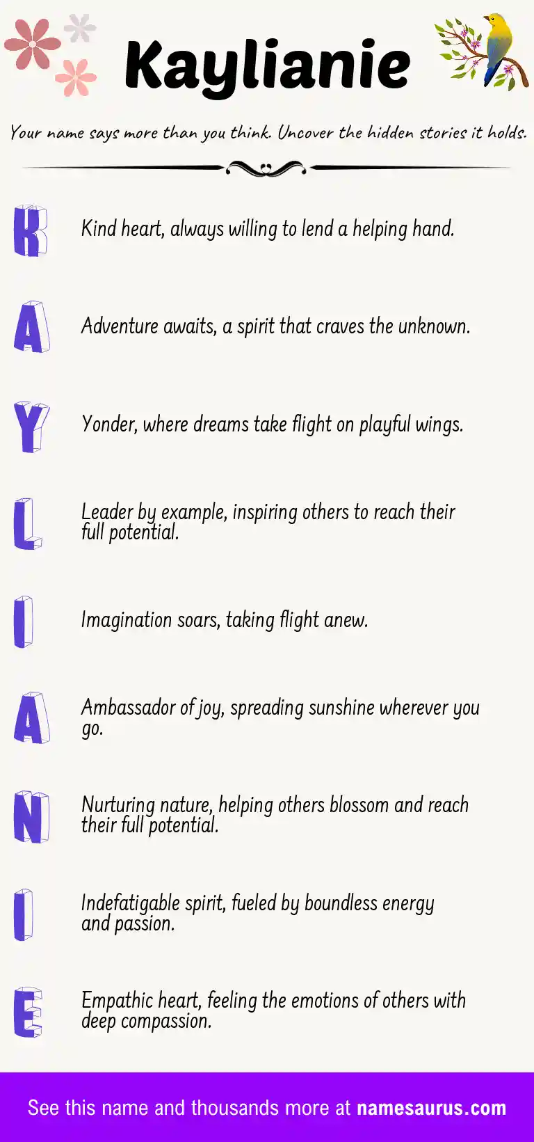 Acrostic poem about Kaylianie.