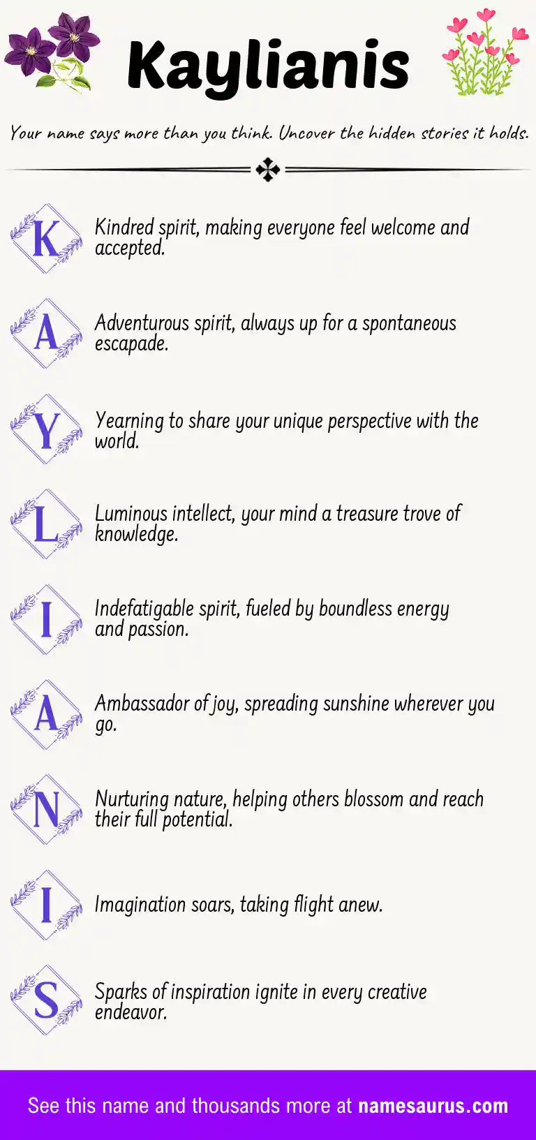 Acrostic poem about Kaylianis.