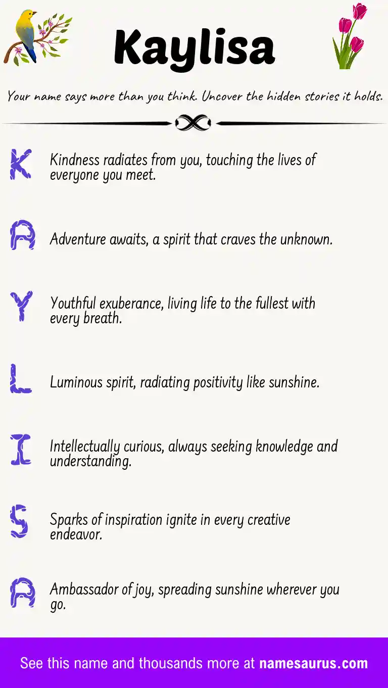Acrostic poem about Kaylisa.