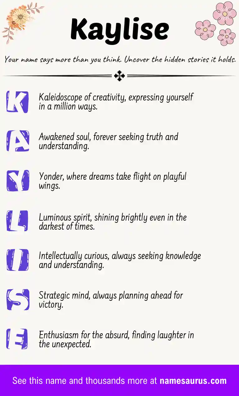 Acrostic poem about Kaylise.