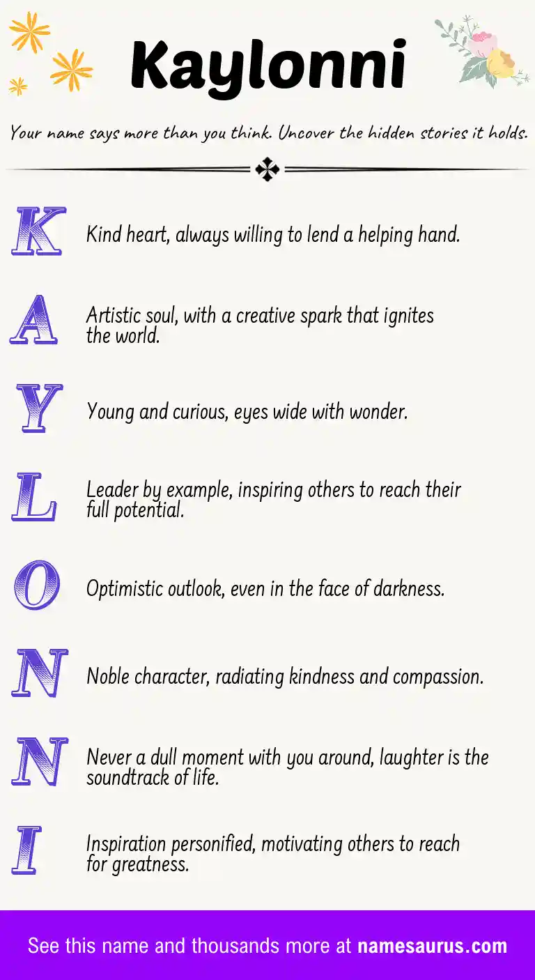 Acrostic poem about Kaylonni.
