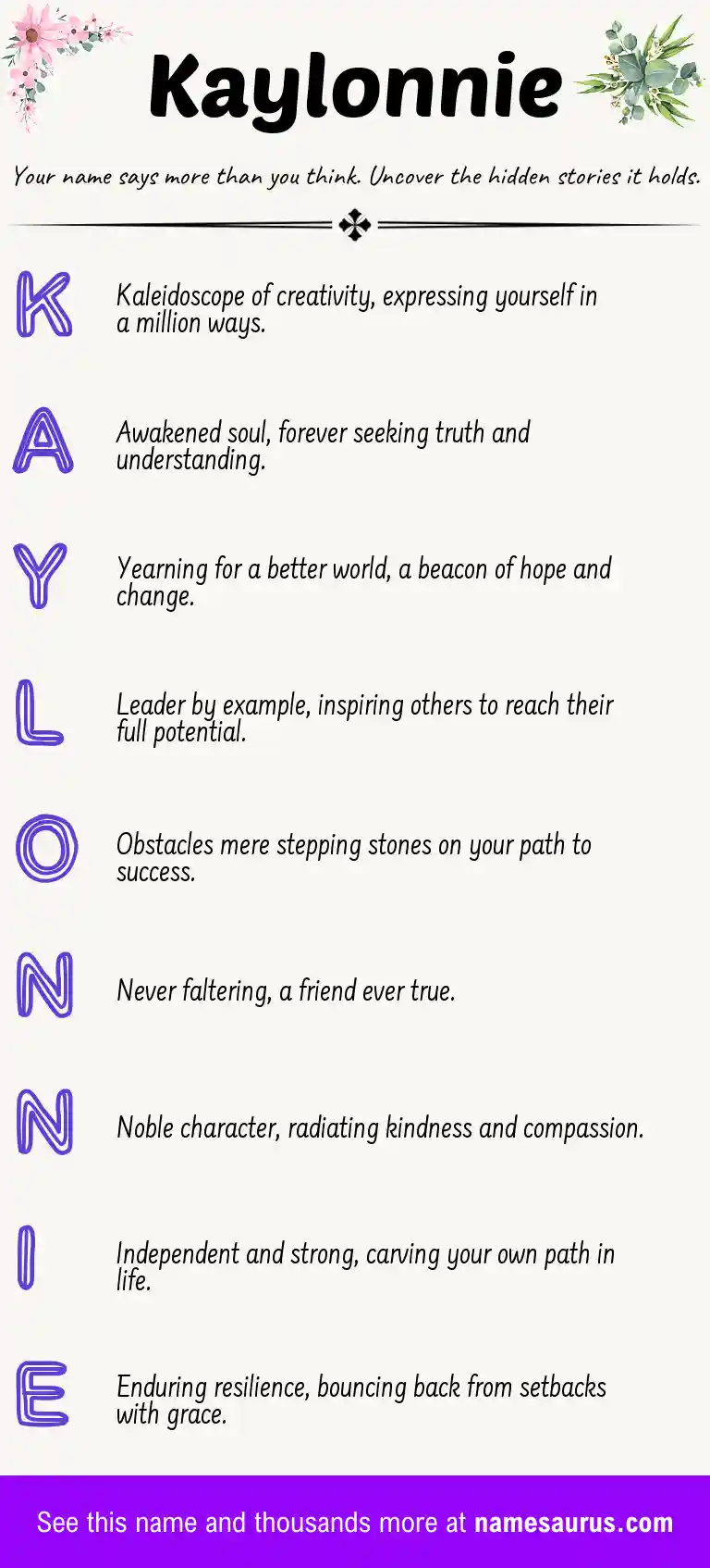 Acrostic poem about Kaylonnie.