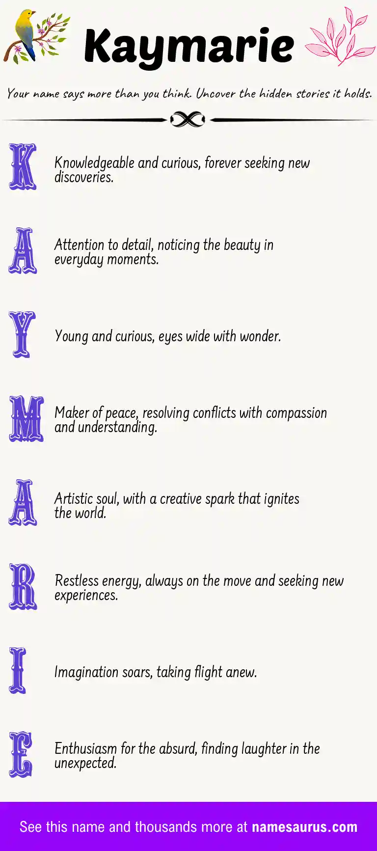 Acrostic poem about Kaymarie.