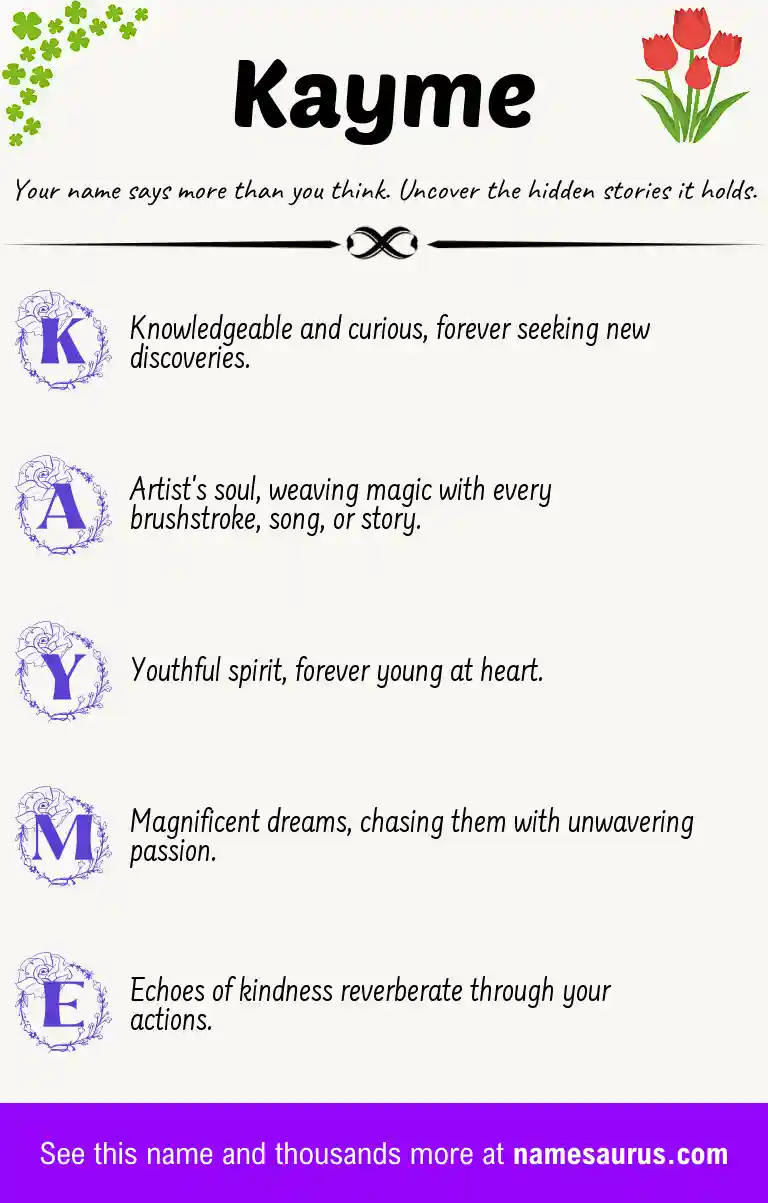 Acrostic poem about Kayme.