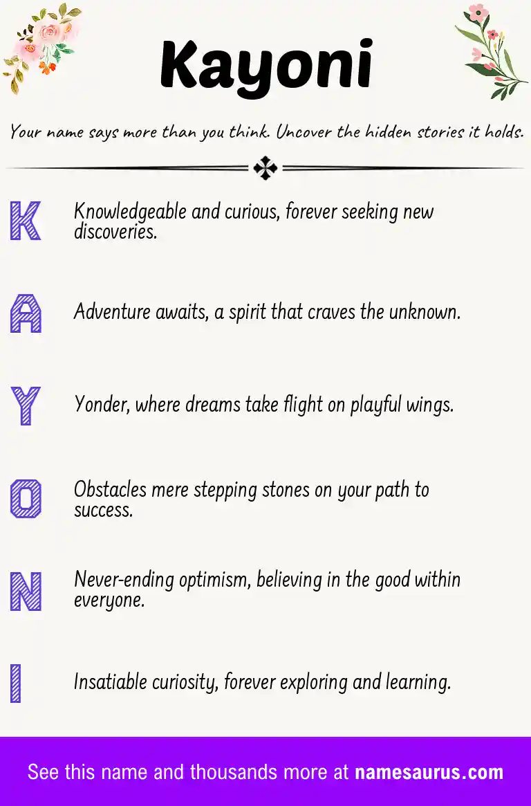 Acrostic poem about Kayoni.