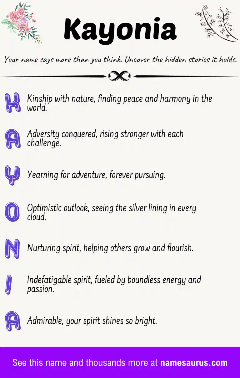 Acrostic poem about Kayonia.