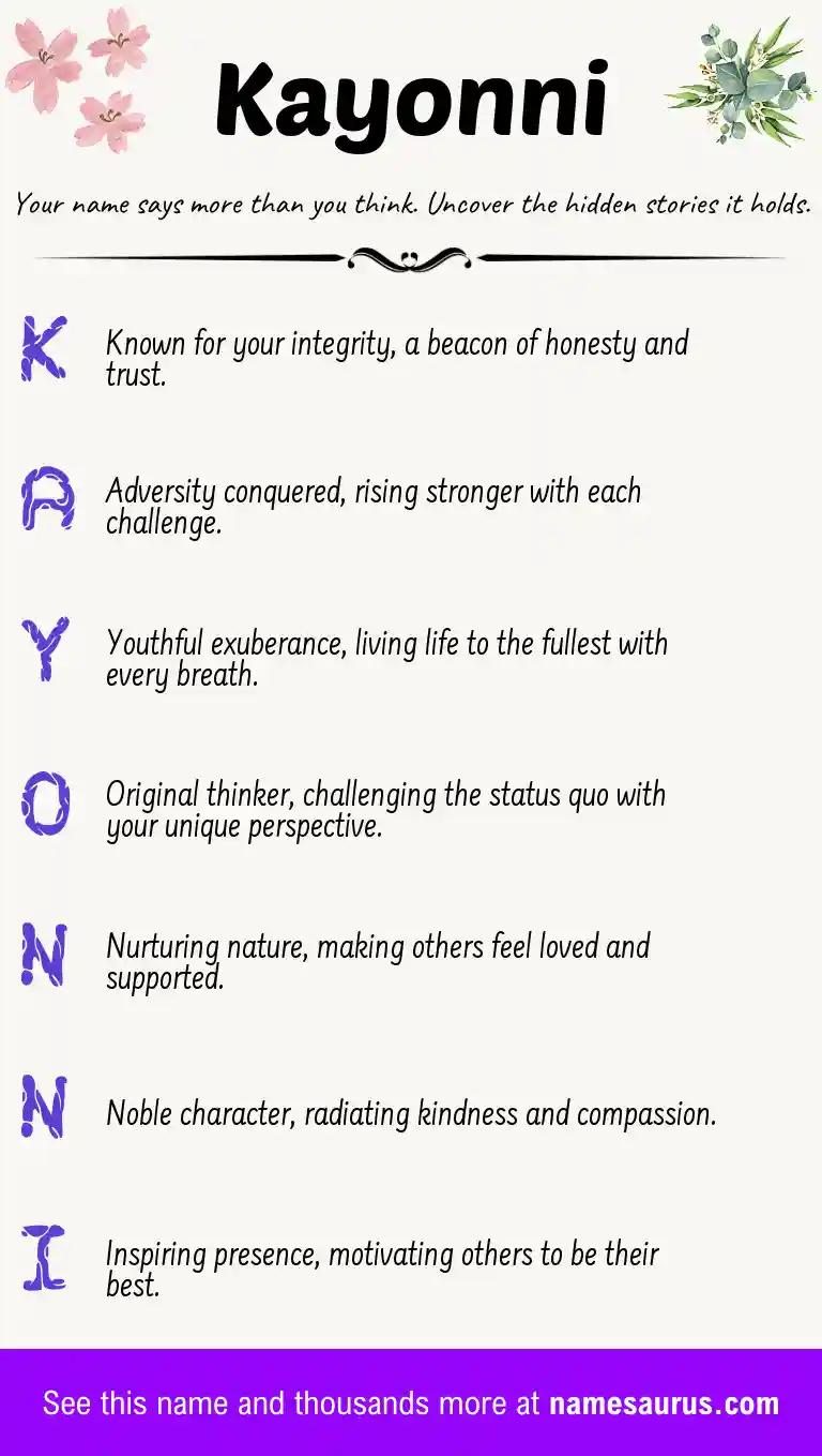 Acrostic poem about Kayonni.