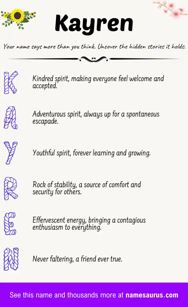 Acrostic poem about Kayren.