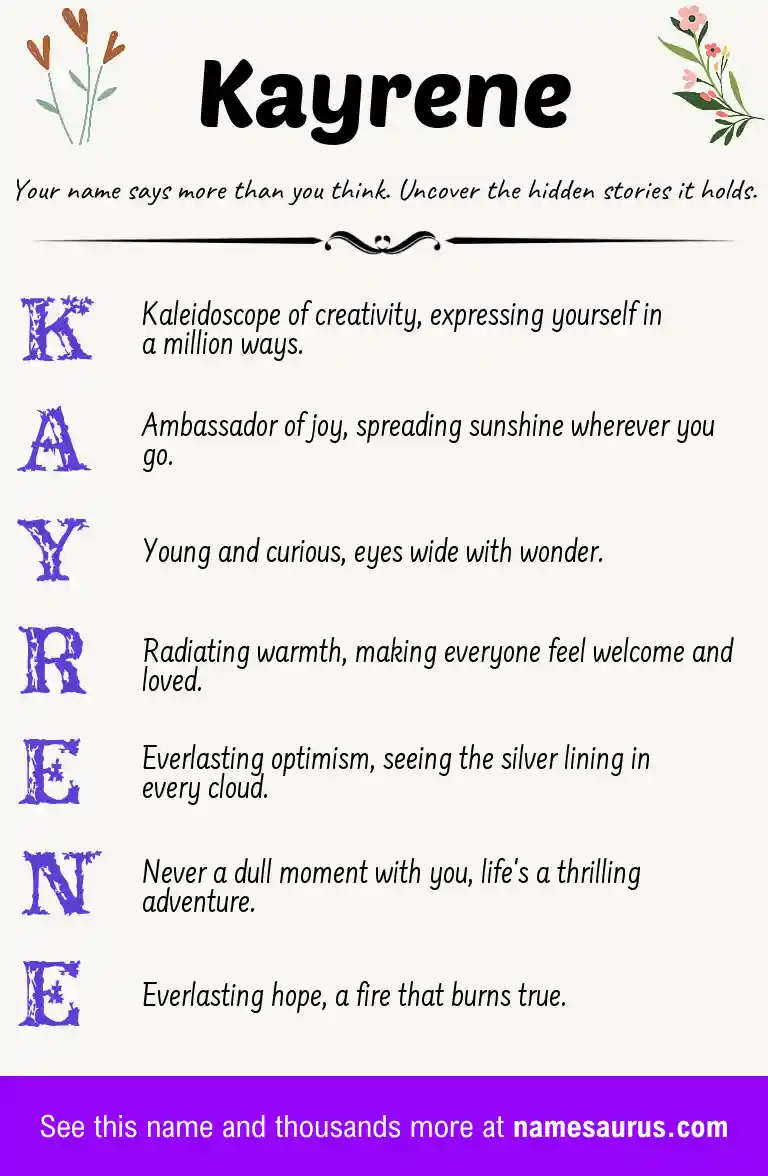 Acrostic poem about Kayrene.