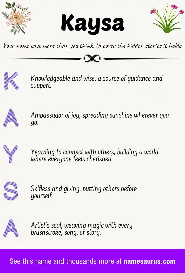 Acrostic poem about Kaysa.