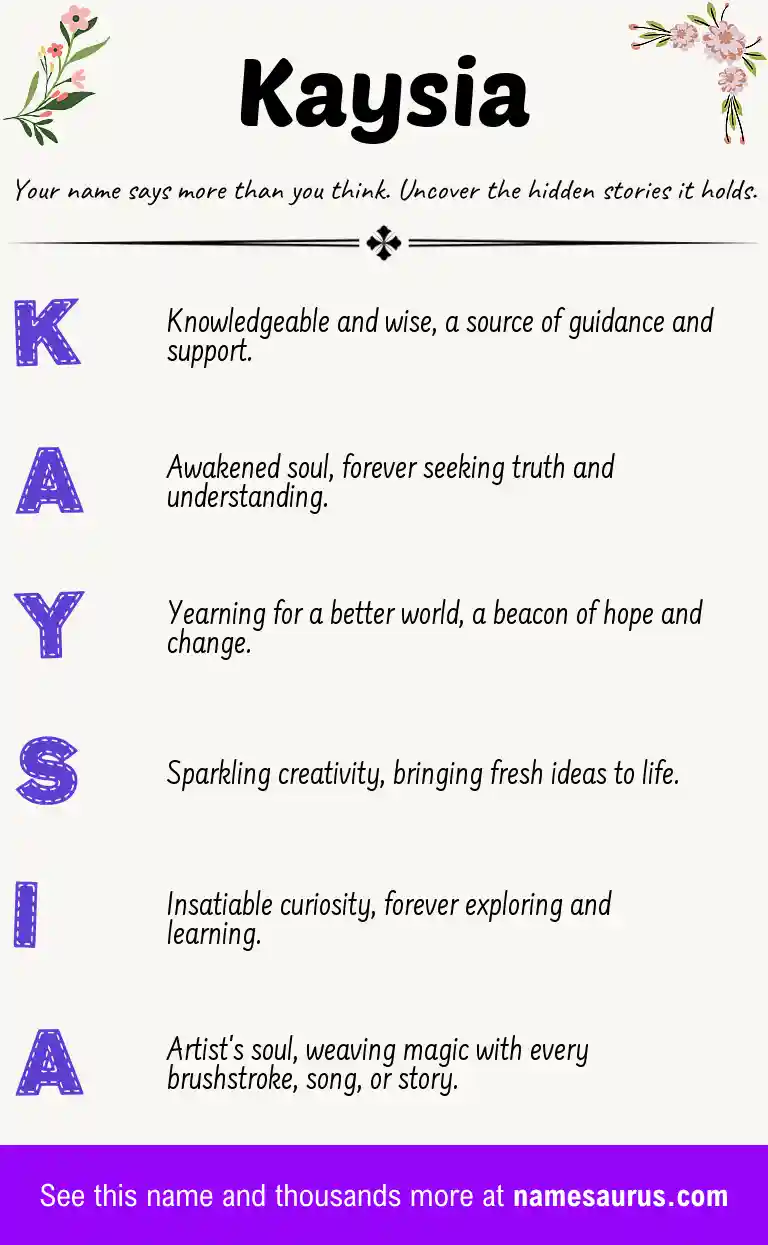 Acrostic poem about Kaysia.