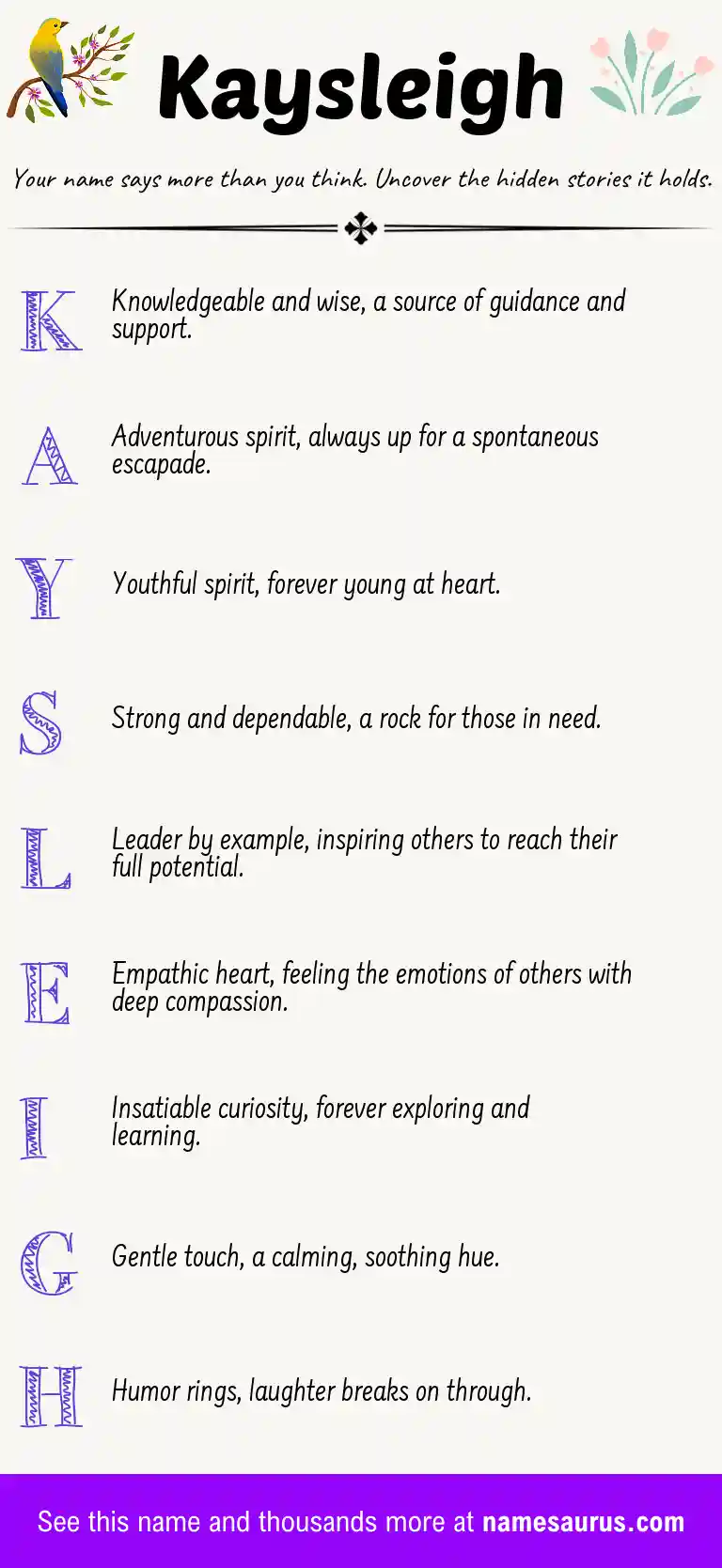 Acrostic poem about Kaysleigh.