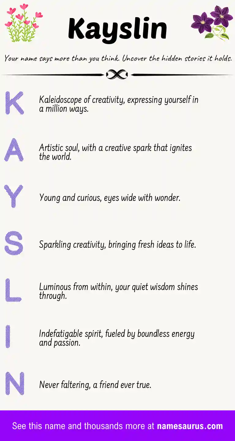 Acrostic poem about Kayslin.