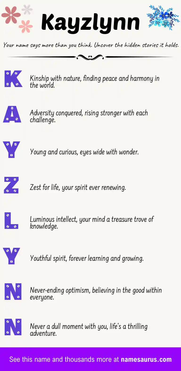 Acrostic poem about Kayzlynn.