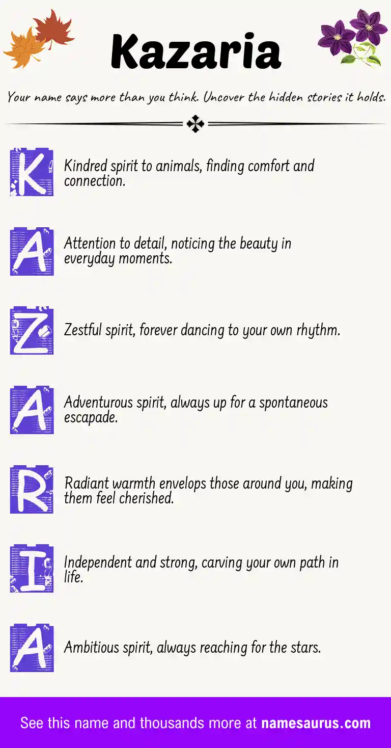 Acrostic poem about Kazaria.