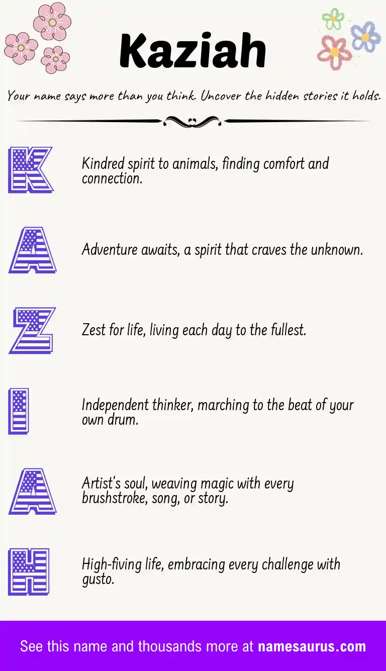 Acrostic poem about Kaziah.