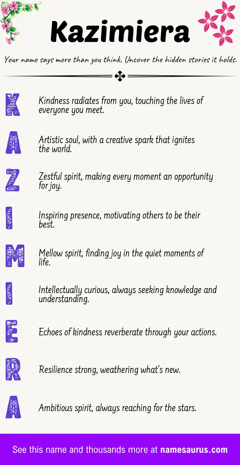 Acrostic poem about Kazimiera.
