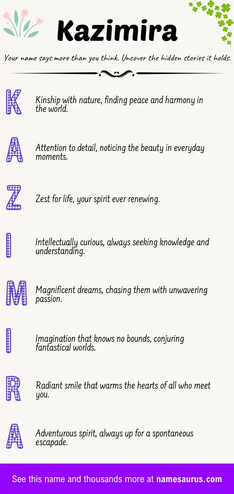 Acrostic poem about Kazimira.