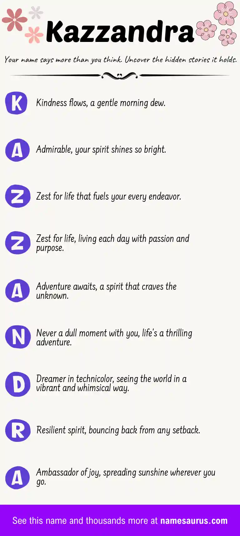 Acrostic poem about Kazzandra.