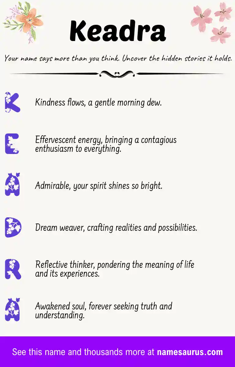 Acrostic poem about Keadra.