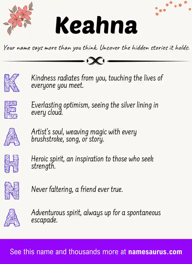 Acrostic poem about Keahna.