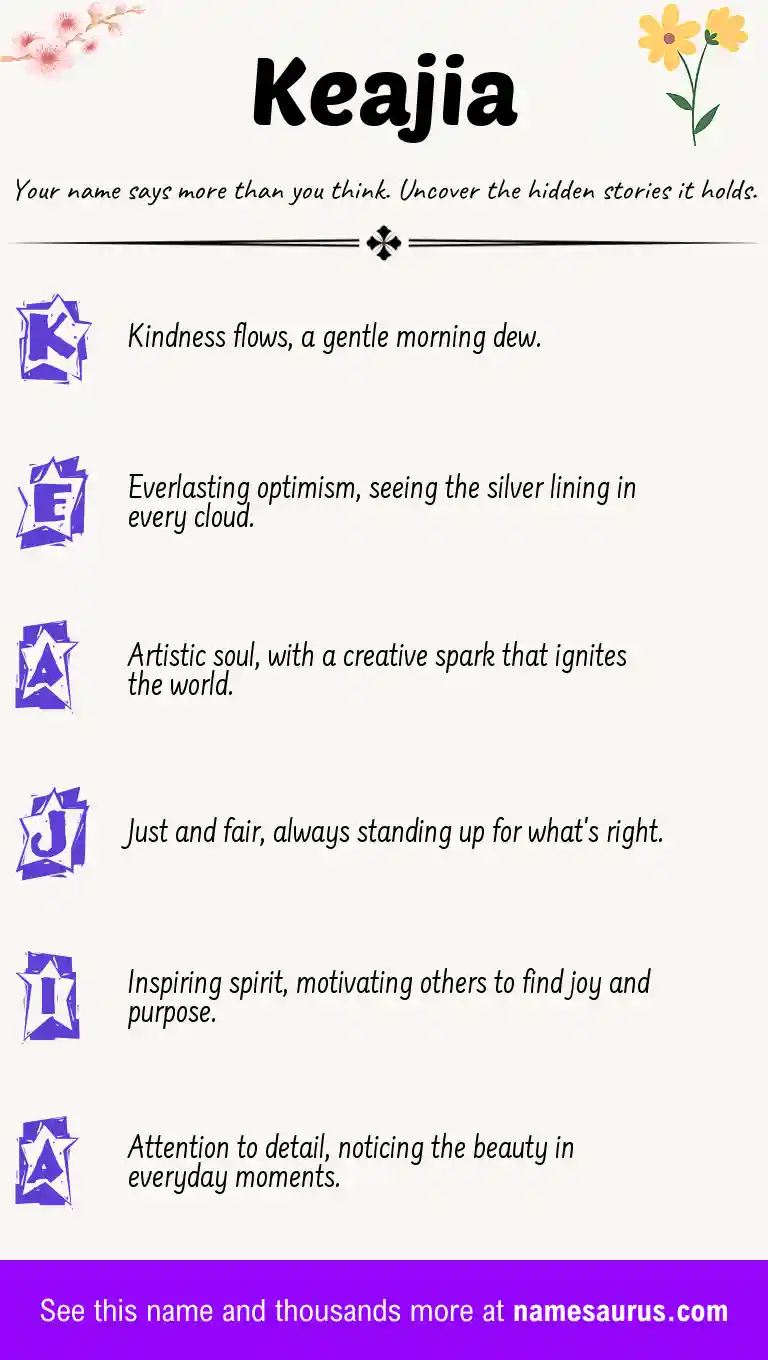 Acrostic poem about Keajia.