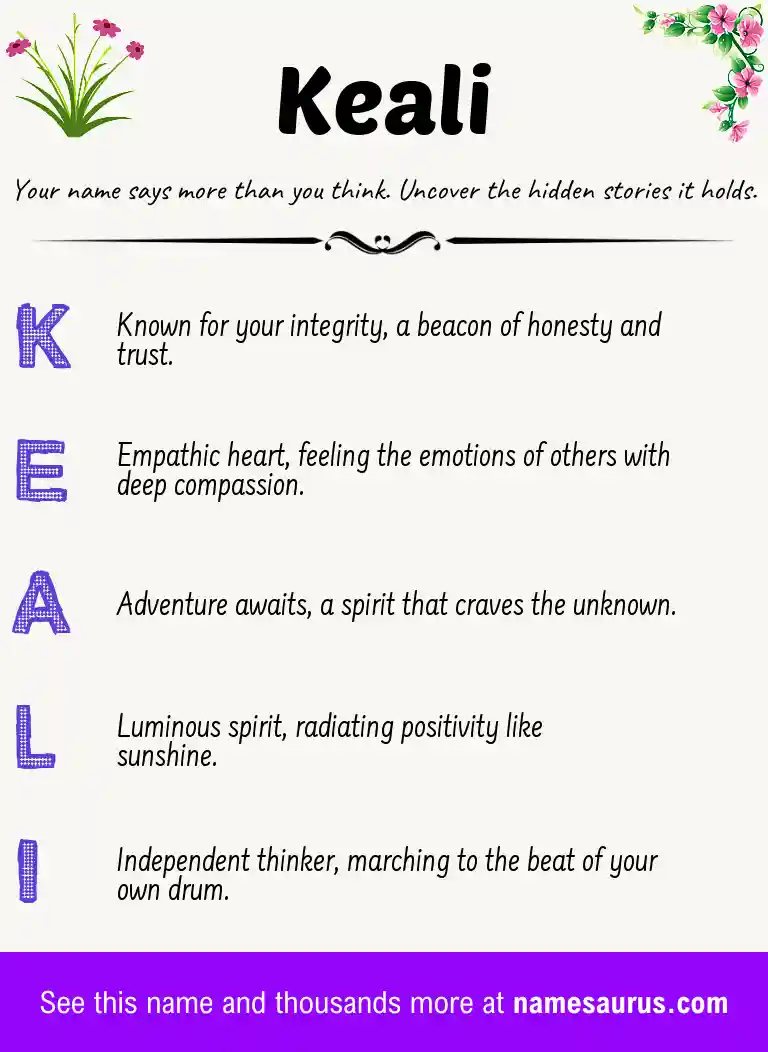 Acrostic poem about Keali.
