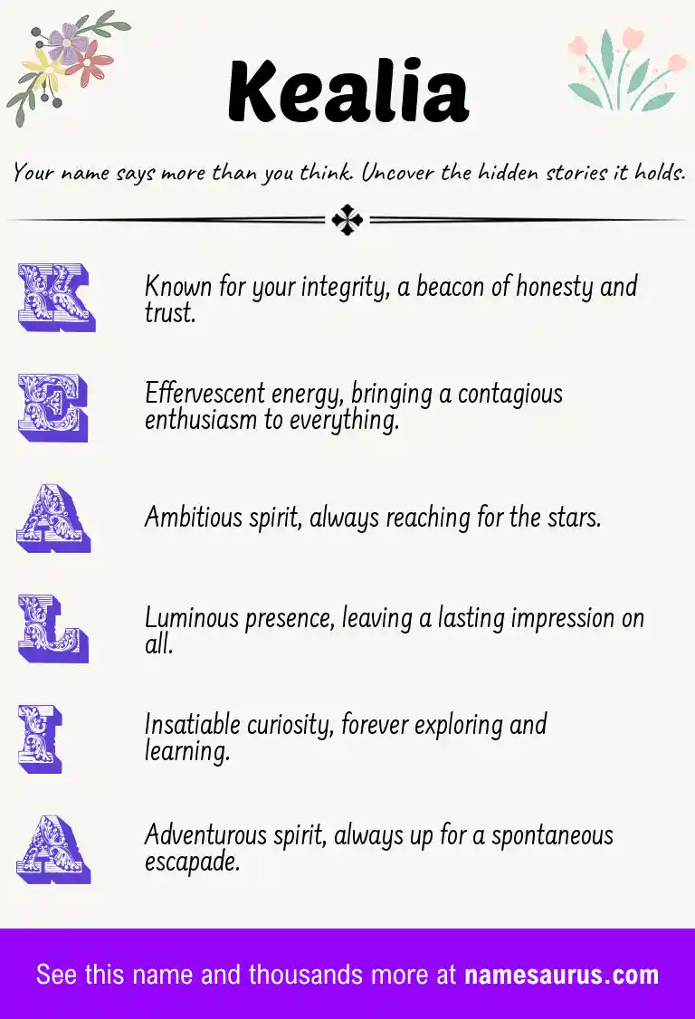 Acrostic poem about Kealia.
